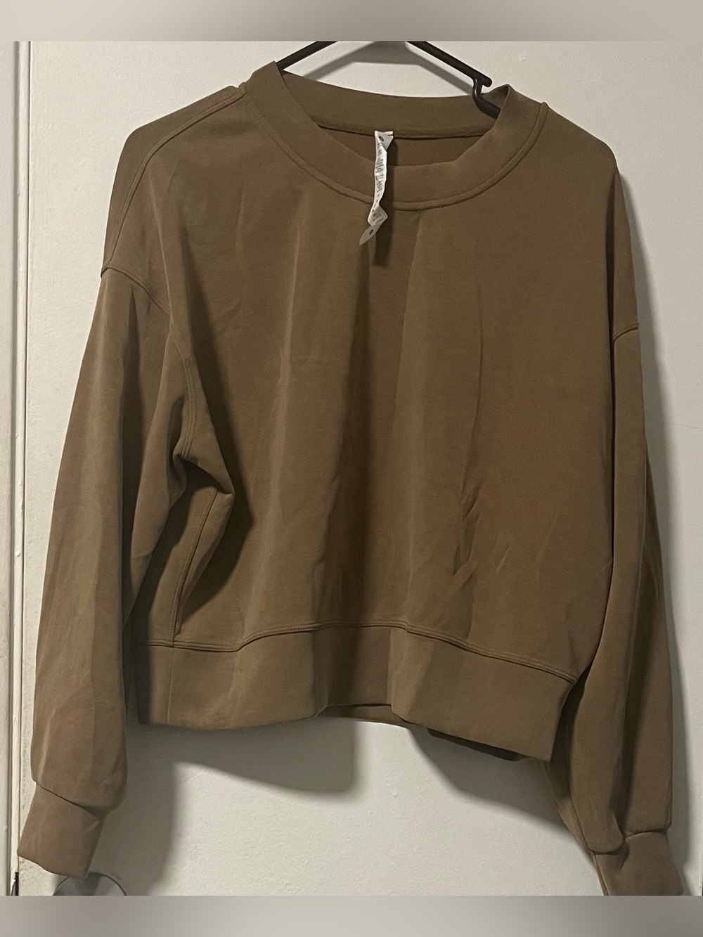 lululemon athletica Olive Brown Cropped Crewneck Sweatshirt